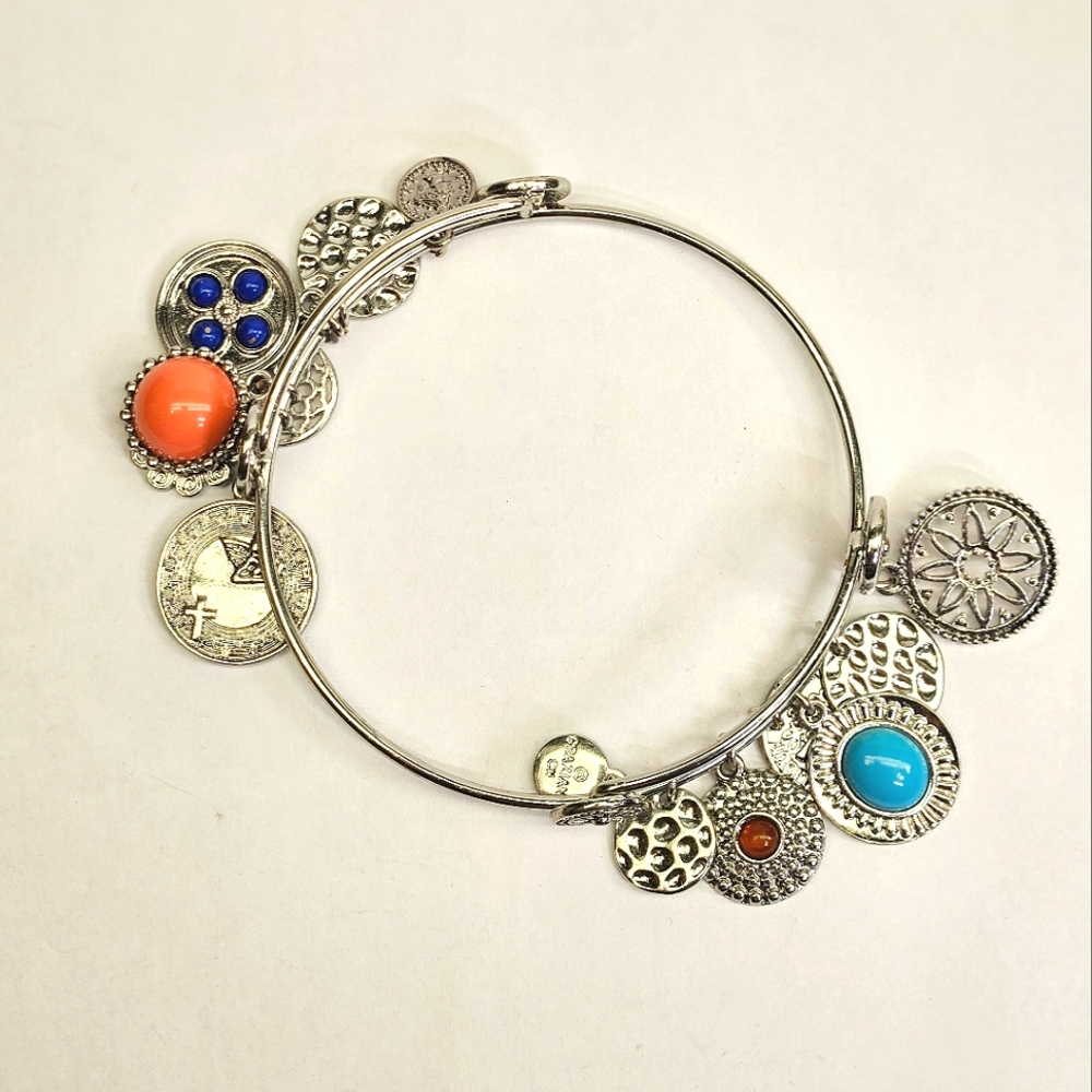 Graziano Silvertone Bangle Charm Bracelet